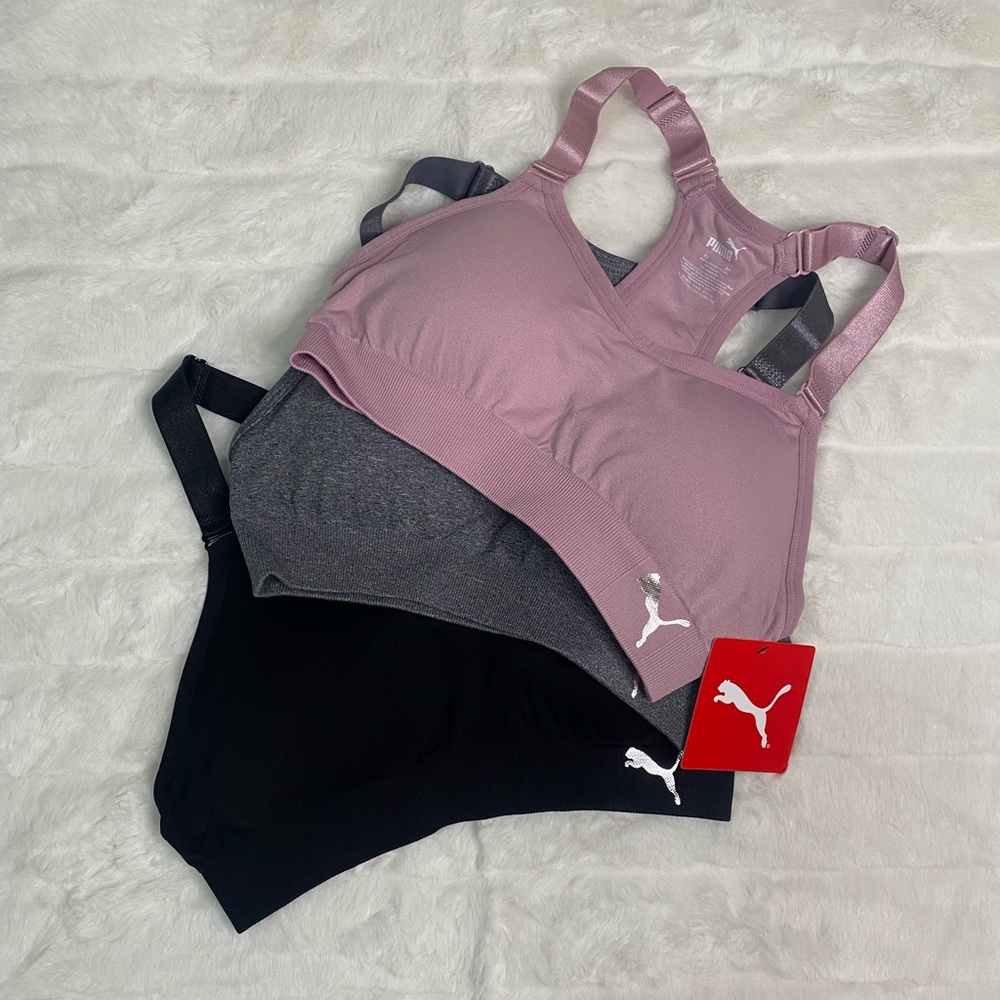 Puma Women's Seamless Active Performance Support Sports Bra 3 Pack Size XS